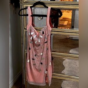 Crystallized Diamond Mirror Rhinestone Dress Pink (Birthday, New Years)